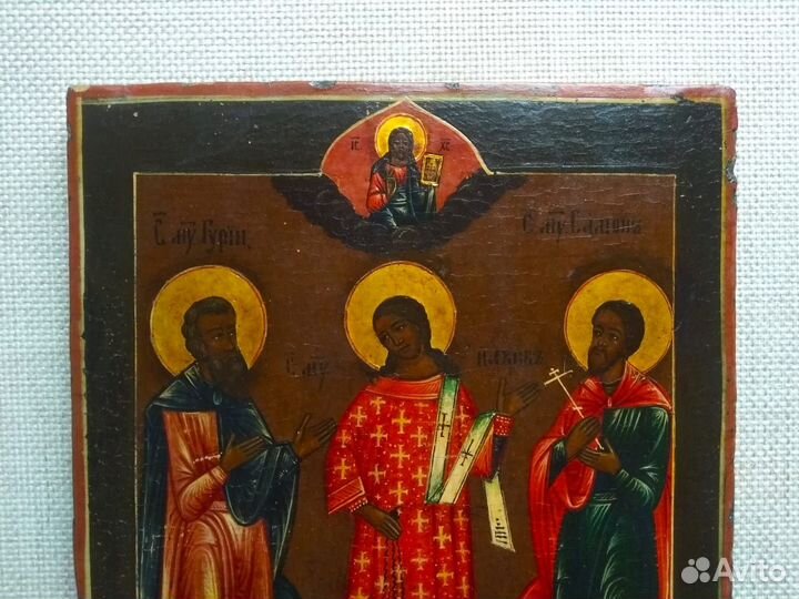 Икона старинная Самон Авив и Гурий.19 век
