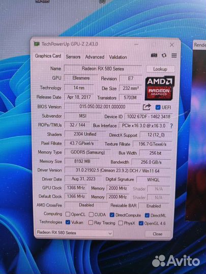 Видеокарта rx580 8gb