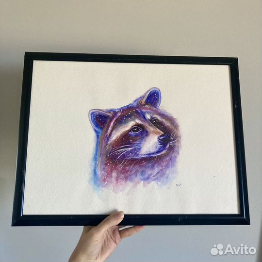 Акварельная картина енотик