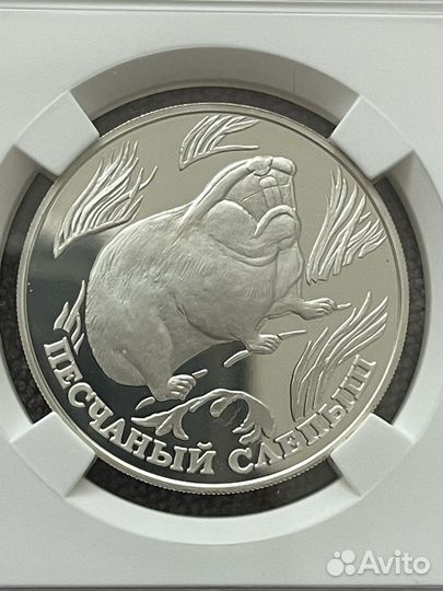 Рубль 1996г. Песчаный слепыш серебро