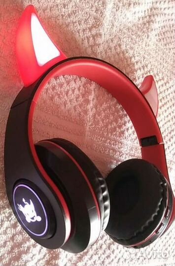 Наушники с ушками, светящиеся, новые