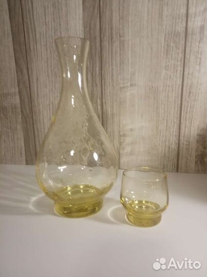 Желтое лимонное стекло СССР бокалы графин