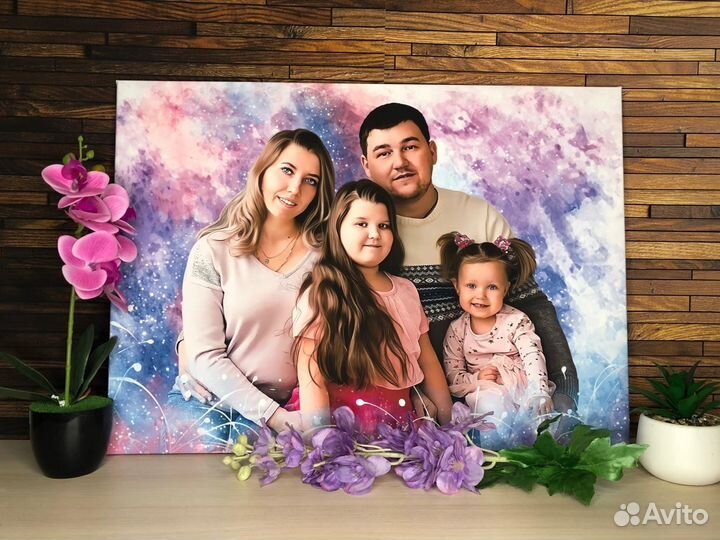 Портрет по фото на холсте на День рождения