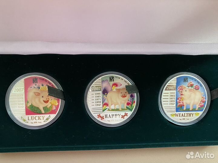 Монеты серебро ниуэ 1 доллар год свиньи 2007