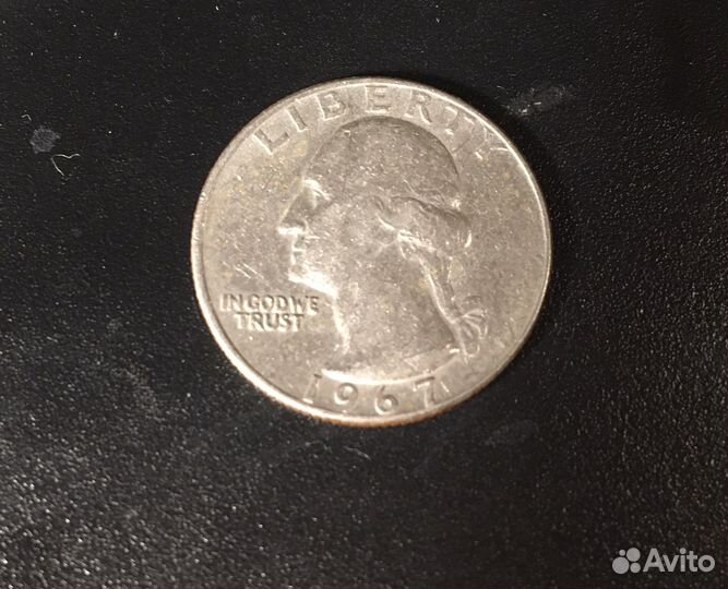 Монета liberty quarter dollar 1967