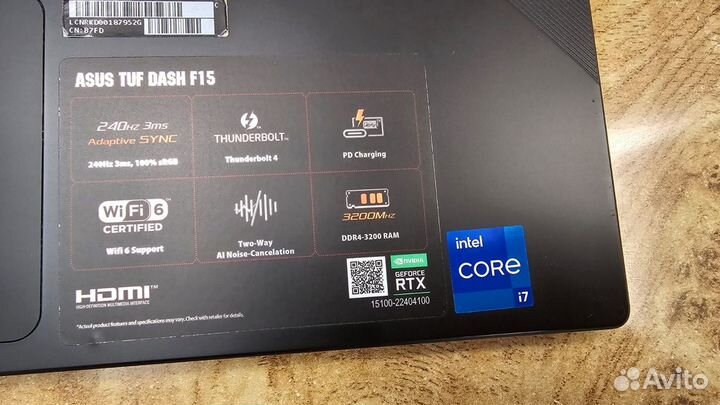 Asus TUF Dash F15 модель TUF516PR- DS76