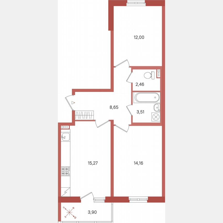 2-к. квартира, 58 м², 1/11 эт.