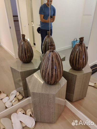 Ваза декоративная Kersten стекло коричневая 26x26x