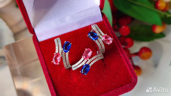 Комплект с топазами 3,42ct, 17 р-р, 7 гр s925