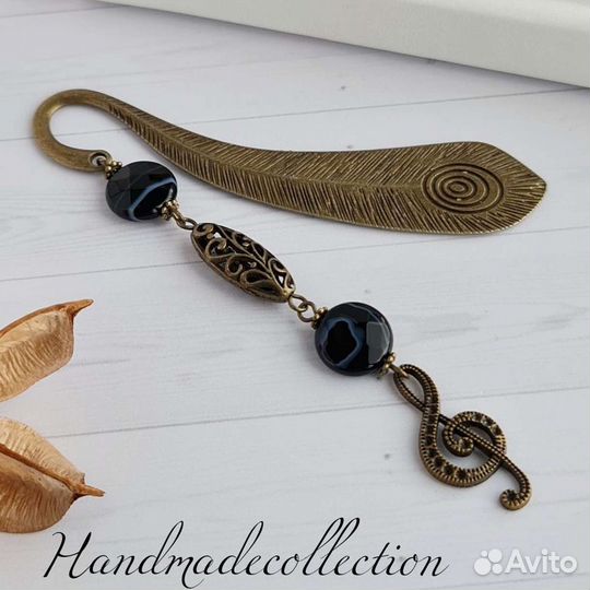 Закладка для книг с натур.агатами 