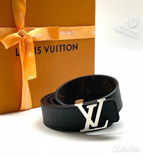 Мужской кожаный ремень Louis Vuitton чёрный