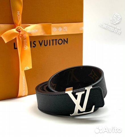 Мужской кожаный ремень Louis Vuitton чёрный