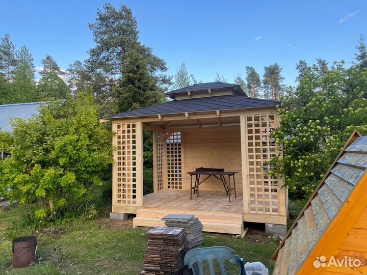 Беседка из сосны. Доставка