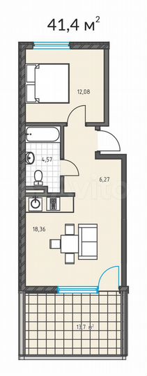 Таунхаус 45 м² на участке 1 сот.
