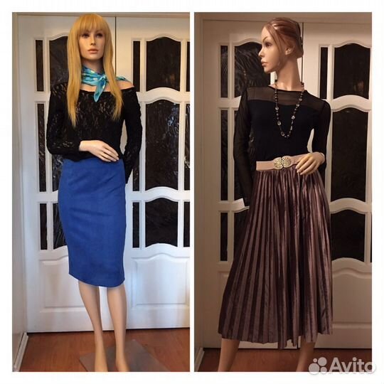 Юбка синяя замшевая 46-48 р