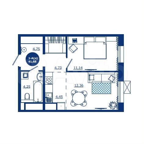 1-к. квартира, 41,7 м², 5/17 эт.