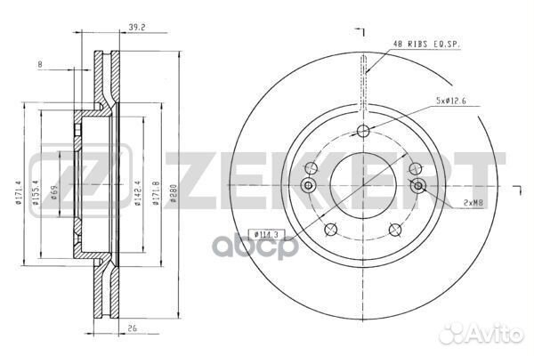 Диск торм. перед. Hyundai Sonata V 05- Tucson