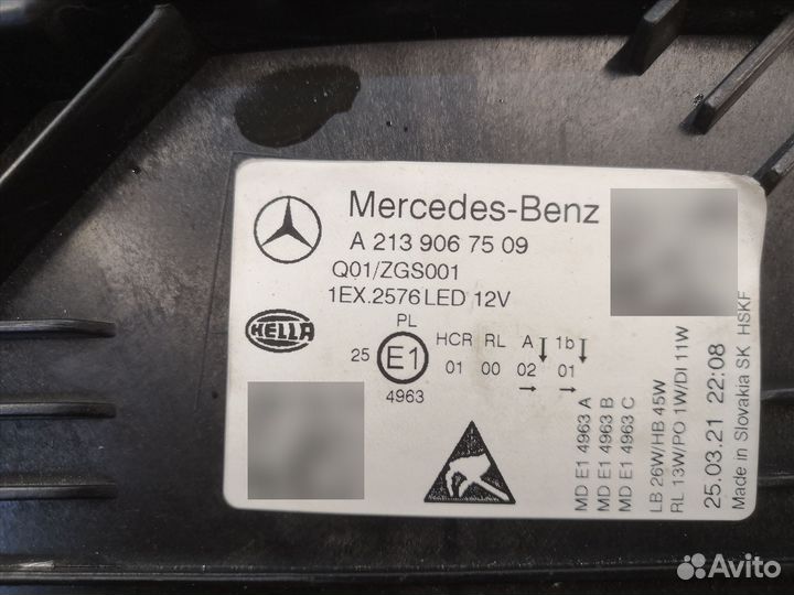 Фара Mercedes W213 W238 C238 Мерседес в213