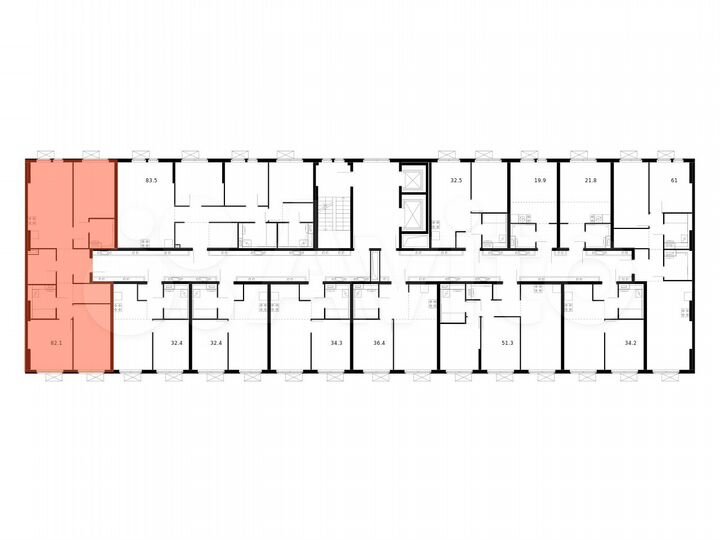 3-к. квартира, 82,1 м², 7/15 эт.