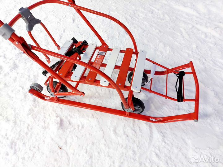 Санки с колесами складные красные Nika kids
