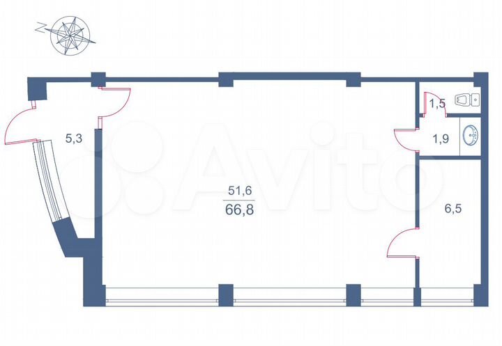 Свободного назначения, 66.8 м²
