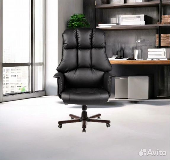 Кресло до 200 кг Монблан экс кожа черная