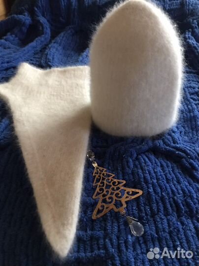 Шапка и снуд уголок из пуха самоеда