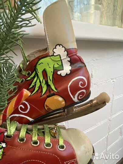 Новогоднее украшение коньки кожа