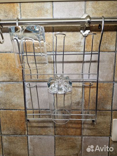 Полка на рейлинг для стаканов (хром)