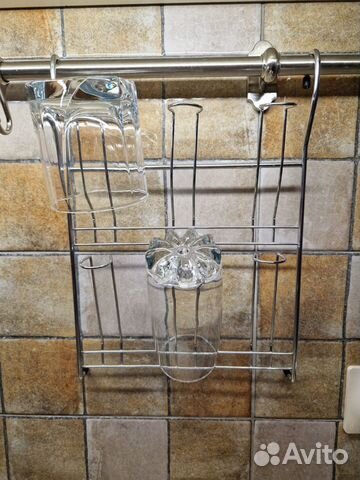 Полка на рейлинг для стаканов (хром)