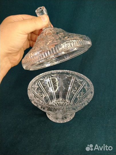 Салатник/конфетница с крышкой хрусталь