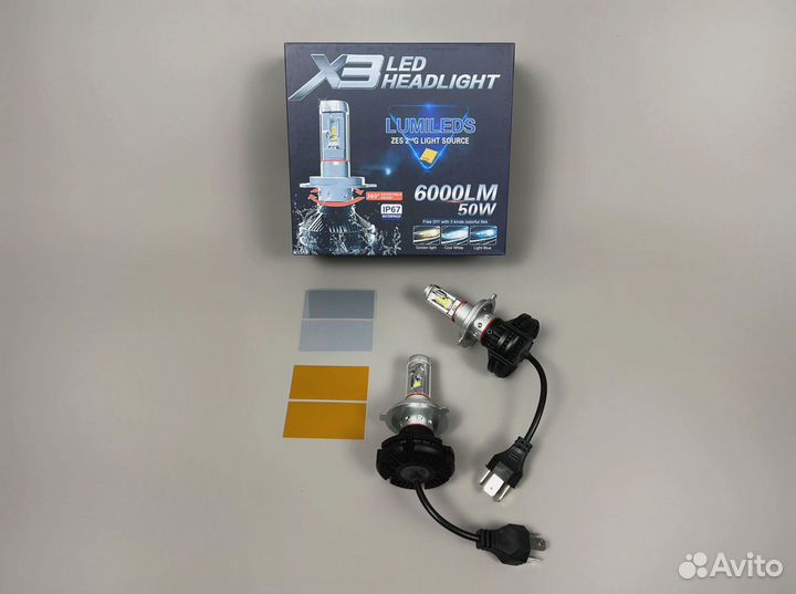 Лампы H4 LED 6000 LM X3 pXGu7z