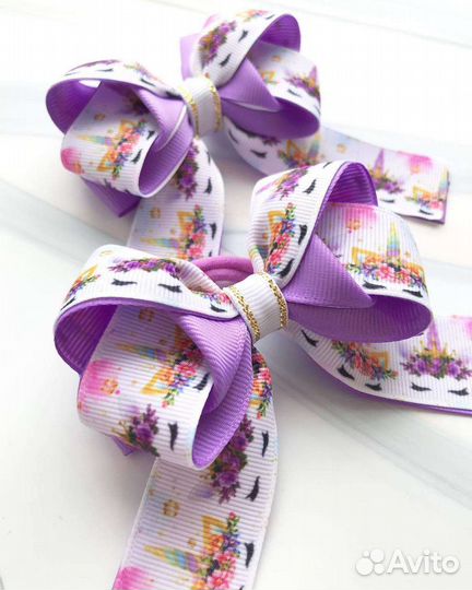 Бантики для волос с единорогом