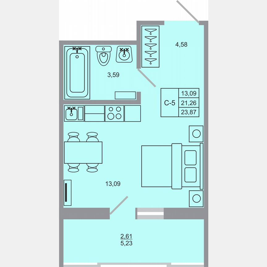 Квартира-студия, 23,9 м², 10/17 эт.
