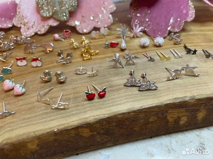 Пусеты серебро 925 эмаль