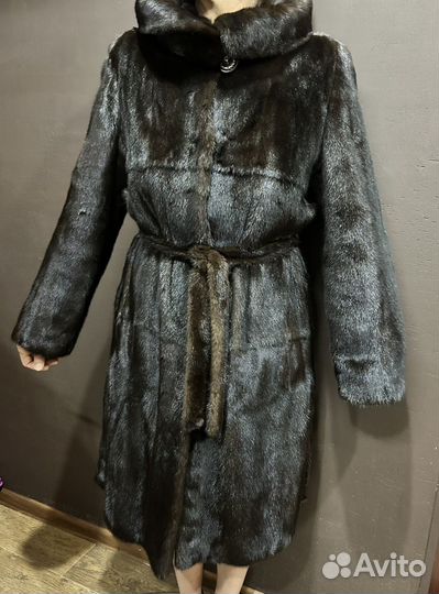 Шуба норковая с капюшоном