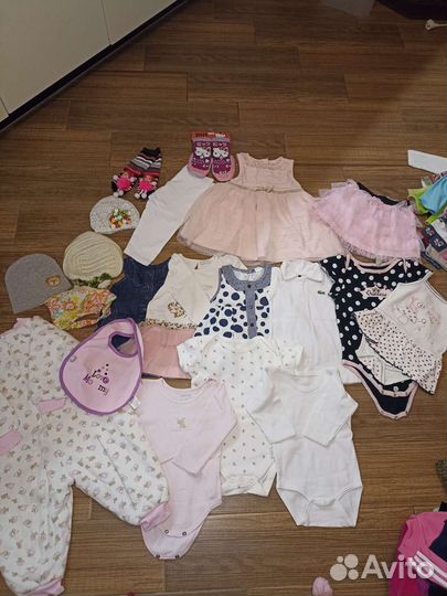 Большой пакет одежды на девочку 0-1,5 года