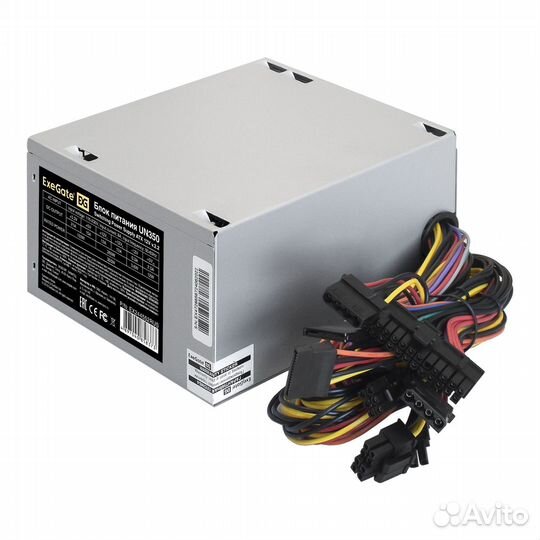 Блок питания 350W ExeGate UN350, ATX, PC, 12cm fan, 24p+4p, 3*SATA, 2*IDE, FDD + кабель 220V в компл