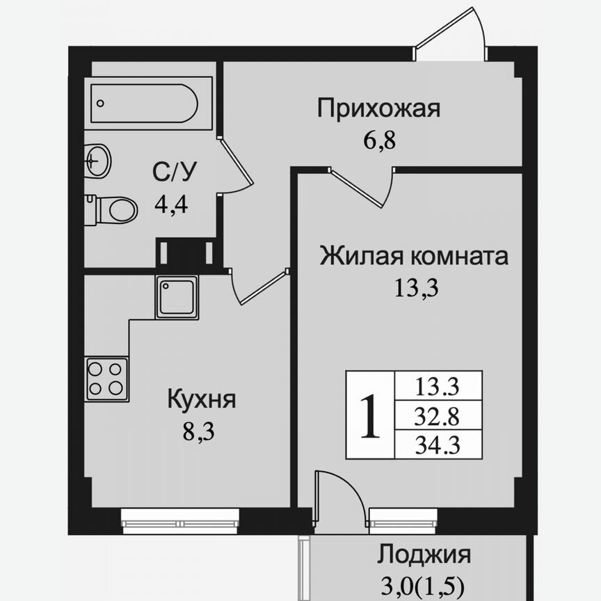 1-к. квартира, 35,8 м², 10/15 эт.