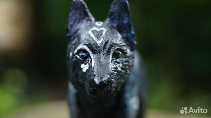 Фигурка волка самолеп собаки ручная работа глины