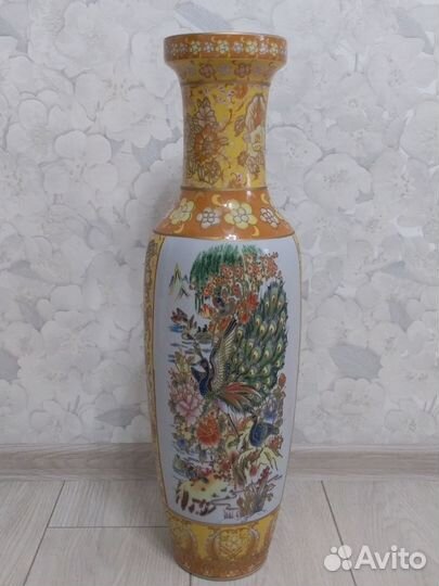 Ваза напольная керамическая с китайским рисунком