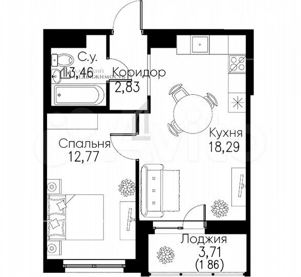 1-к. квартира, 37,4 м², 11/12 эт.