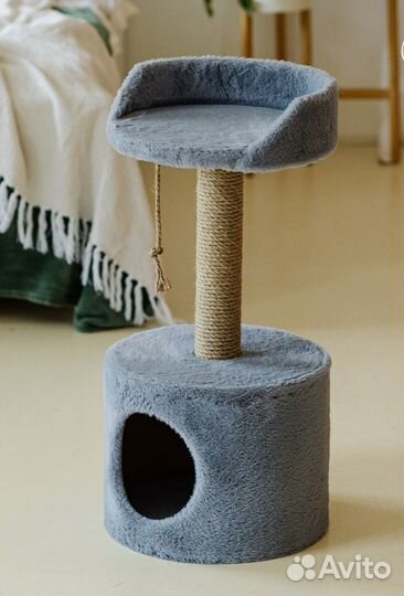 Дом для кошек с когтеточкой, с лежаком, круглый