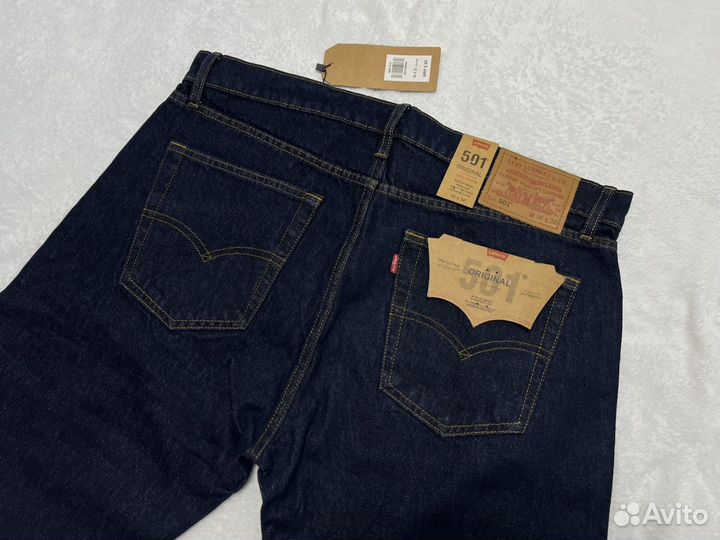 Levis 501 индиго сырой деним