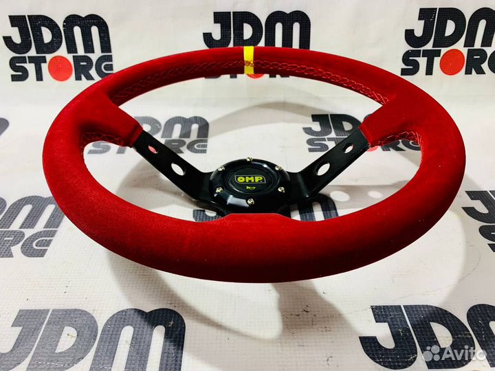 Спортивный руль OMP Drifting, замшевый, красный
