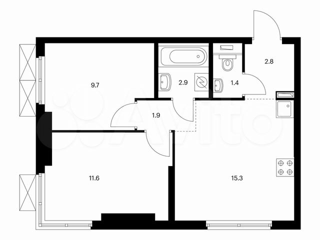 2-к. квартира, 45,6 м², 33/33 эт.