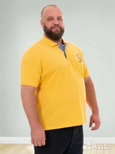 Polo мужское хлопковое с принтом(5XL-8XL)синее