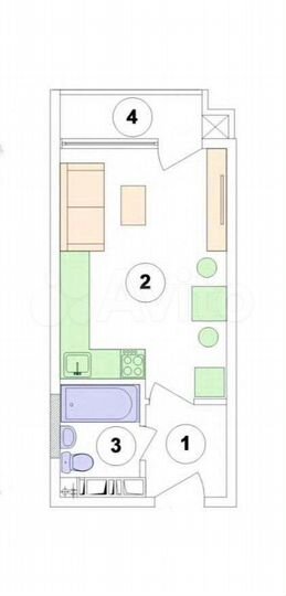 Квартира-студия, 26,3 м², 6/19 эт.