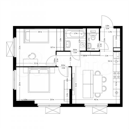 Квартира-студия, 50,6 м², 10/17 эт.