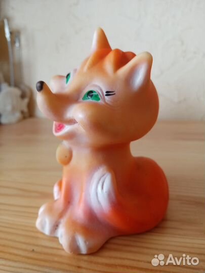Лиса, лисенок, советская резиновая игрушка